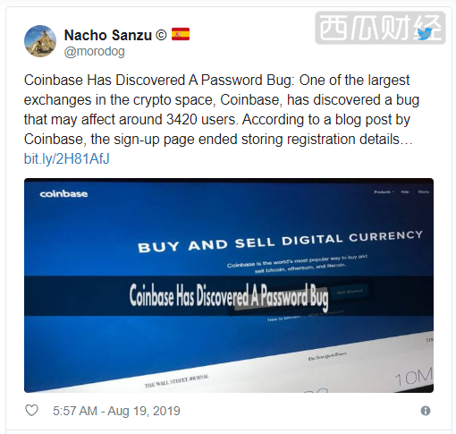 Coinbase“盗窃”3420个用户的隐私，只因一个Bug…… 