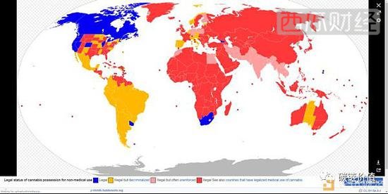  全球各国大麻合法/非法/非刑事化的状态总览 | 来源：Wikipedia