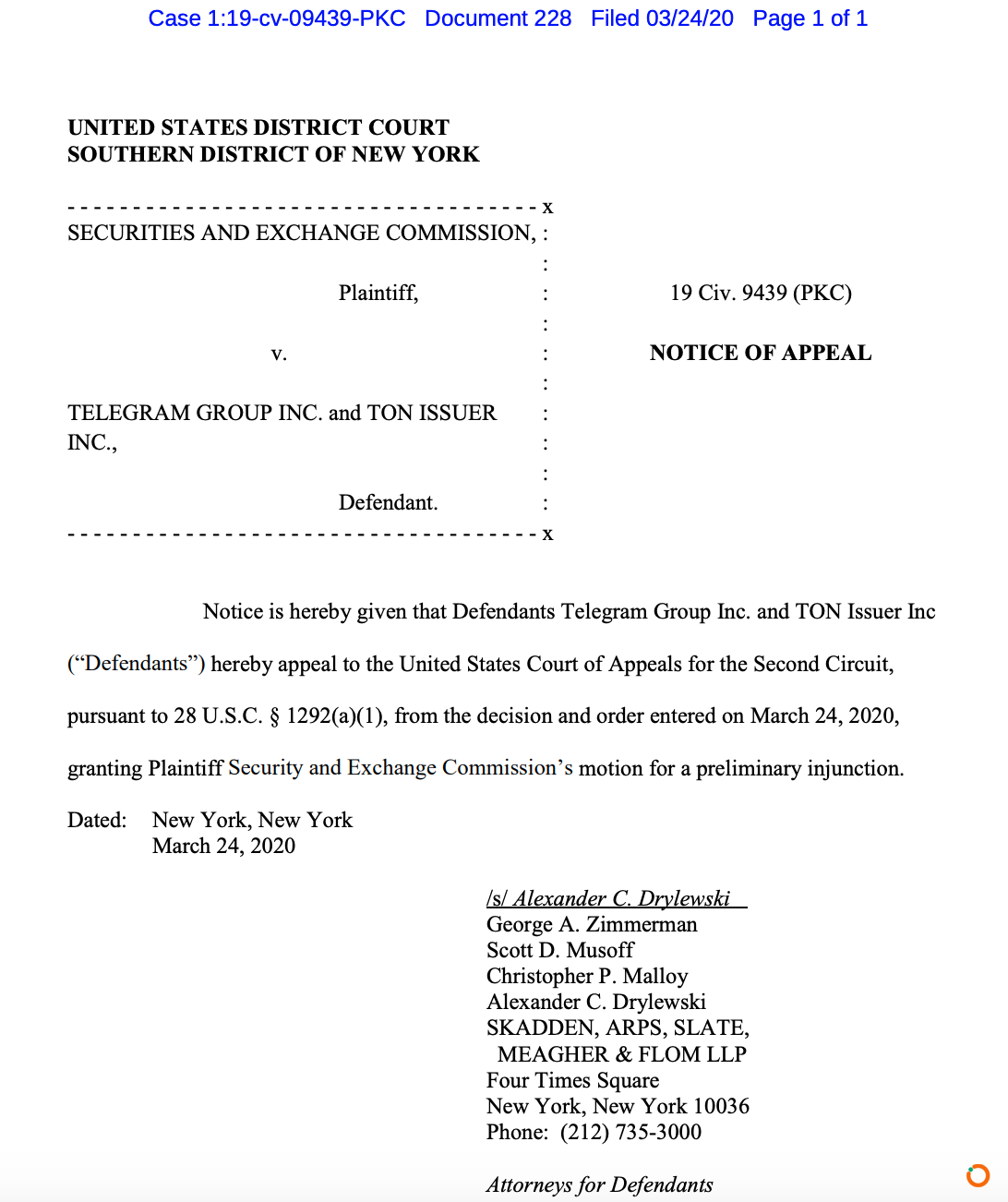 不服判决！Telegram将对美法院提起上诉，社区拟绕过Telegram启动TON